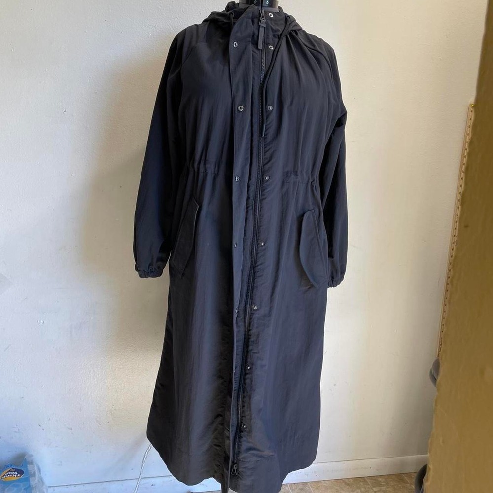 Beyond Yoga In Route Long Hooded Maxi Duster Jacket Black Womens Medium